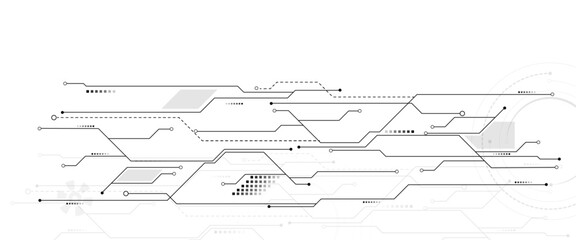 Abstract digital technology futuristic internet network speed connection white and black background. Technology background with crossed lines and dots.