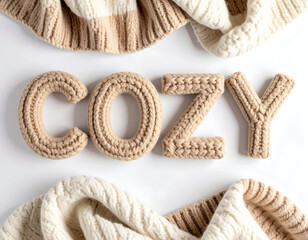 Fototapeta premium cozy words in clothes pattern 