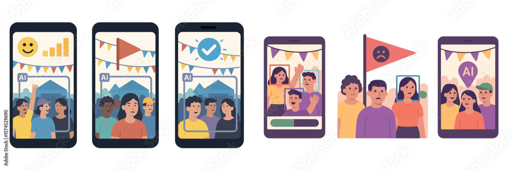 Aufkleber mobile app features for social engagement at community events showcasing user interaction and feedba