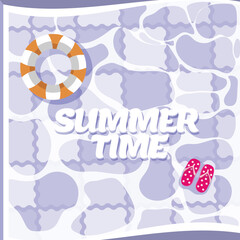 Summer Time Pool Background with Float and Flip Flops