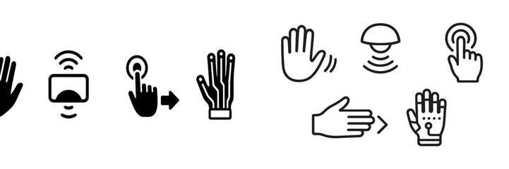 Obraz premium Unique icons illustrating touch and gesture interaction for virtual reality experiences