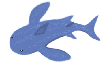 A Cartoon whale shark hand drawing with crayons, PNG format, transparent background, celebrating World Whale Shark Day.