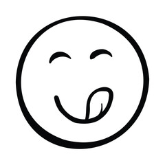 An expressive depiction of an emoji with its tongue out