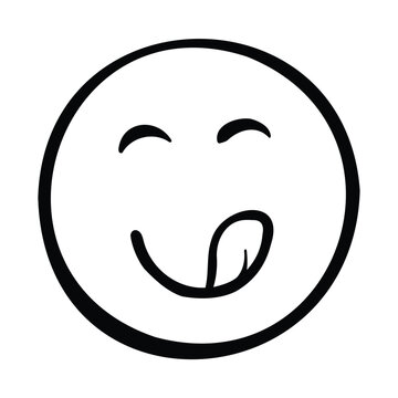 An expressive depiction of an emoji with its tongue out