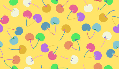 Cute cherry fruits pattern background vector design