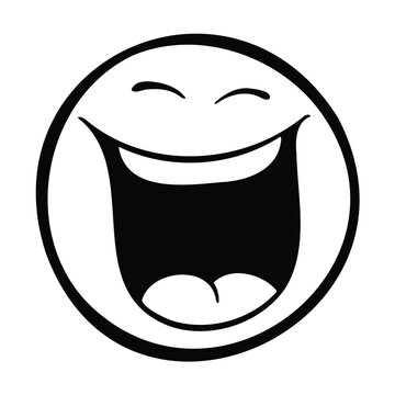 A black and white smiley face expresses happiness and joy