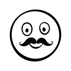 A smiling happy face with a mustache and eyes