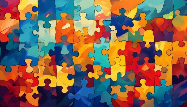 abstract background with scattered puzzle pieces world autism awareness day second of april background wallpaper banner
