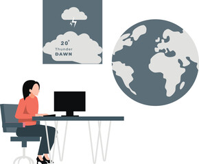 A girl is searching world's thunder storm reports