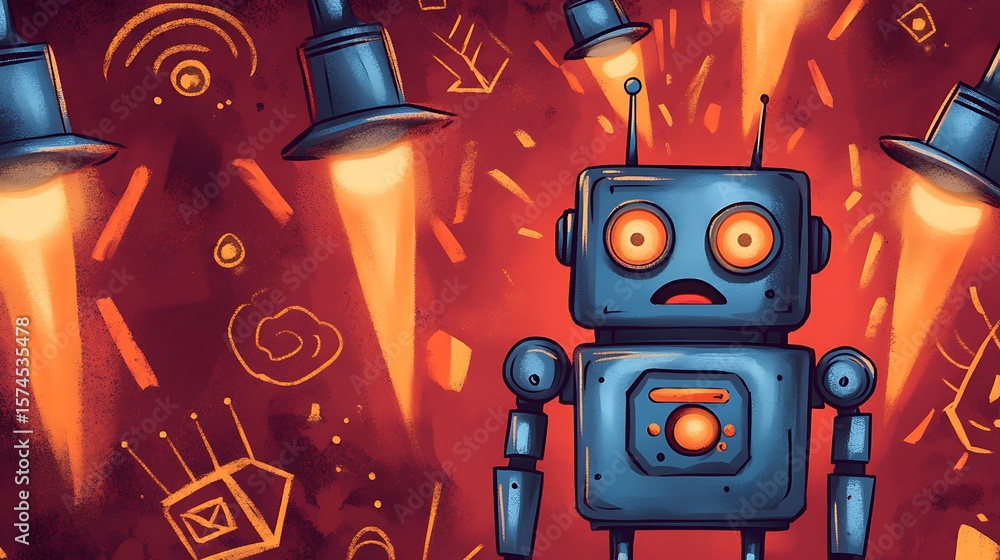 Poster a distressed robot in a dynamic setting.
