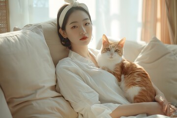woman with cat