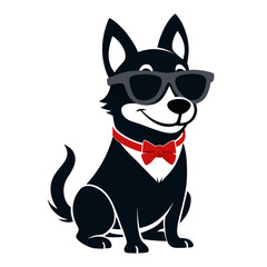 Silhouette of Cool Dog Wearing Sunglasses and Fun Accessories in Stylish Pose