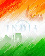 india tricolor abstract brush strock blending background, independence day, republic day
