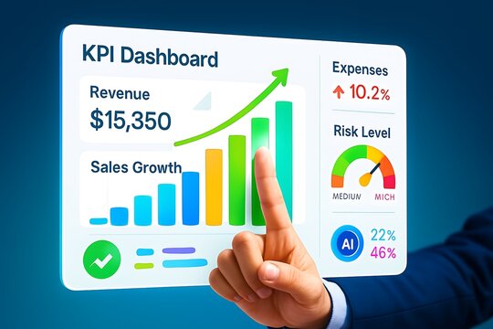 Kpi dashboard analysis for business growth and revenue tracking with sales growth and expense management tool