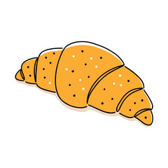 Delicious croissant with a golden crust and sprinkled seeds on a light background