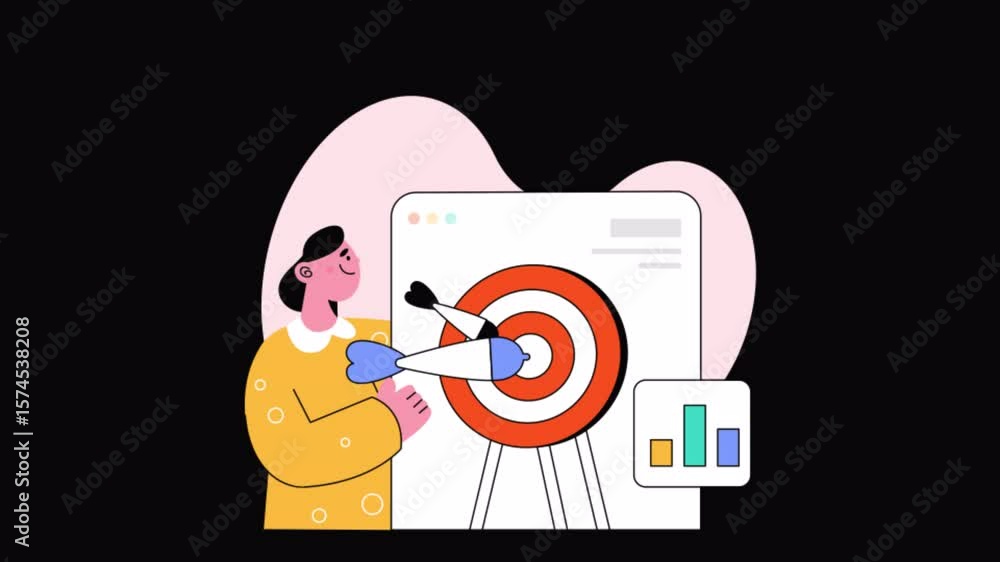 Poster startup target 2d animations on transparent background