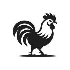 Rooster Silhouette Vector Icon for Farm or Agriculture Branding