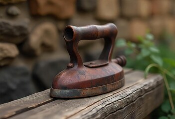 Rustic Vintage Iron on Weathered Wood