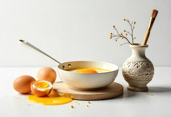 Perfectly Fried Egg in a Pan with Breakfast Sides