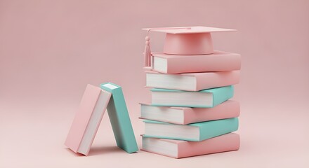 Abstract 3D render of pink, yellow, and orange cubes hanging in front of a pink background