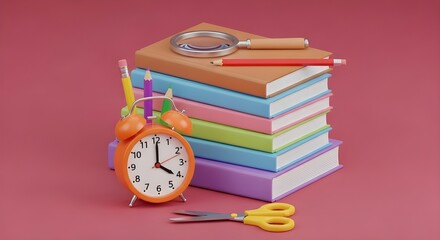 Abstract stack of colorful cubes on pink background