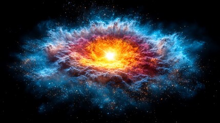 Colorful swirling nebula in deep space.