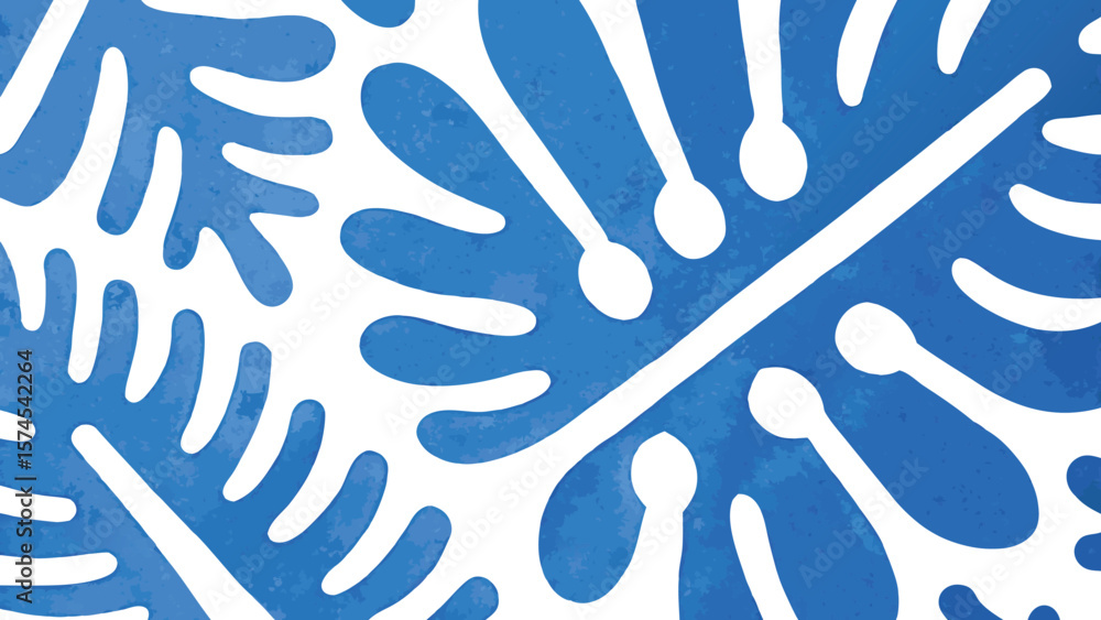 Aufkleber blue organic shapes with white outlines creating a repeated pattern on a white background surface vi