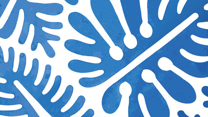 Naklejka premium Blue organic shapes with white outlines creating a repeated pattern on a white background surface view