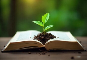 New Life from Knowledge: A Sprouting Plant on an Open Book