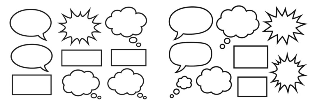Creative design of speech bubbles and thought clouds for comic strip or graphic novel layout