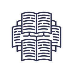 An icon of multiple open books, representing the vast text corpus and knowledge base used for training a Large Language Model (LLM) and its extensive data processing capabilities.
