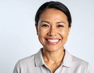 Happy Asian woman portrait with studio.