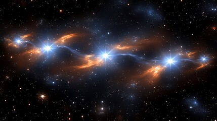 Fototapeta premium Cosmic nebulae with vibrant colors and celestial bodies.