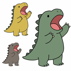 Adorable Roaring Dinosaur Illustrations