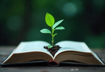 New Life from Knowledge: A Sprouting Plant on an Open Book