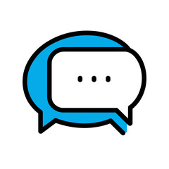 Blue dialogue bubble displays message icon flat design