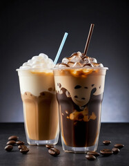 coffee latte with ice cream