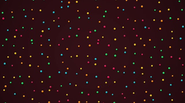 colorful sprinkles pattern on brown background animation, birthday and party celebration motion design element