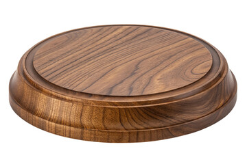 Obraz premium Round wooden serving platter with textured grain and layered edges isolated on transparent background