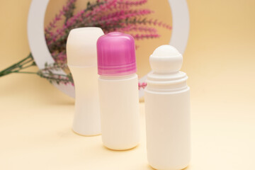 Beauty Roll-on Bottles with Pink Cap – Personal Care Product Branding
