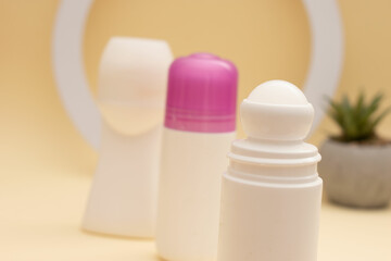 Beauty Roll-on Bottles with Pink Cap – Personal Care Product Branding
