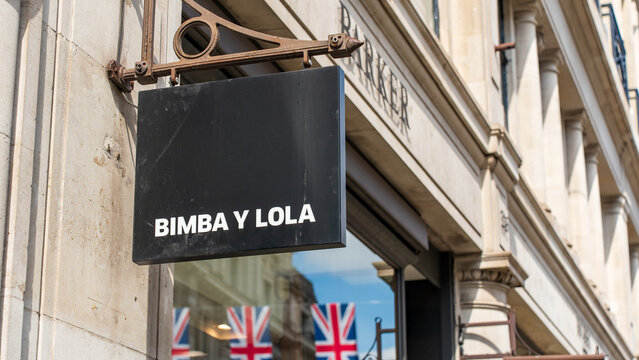 Bimba Y Lola fashion store signage, 25 April 2025, Regent Street, London, UK