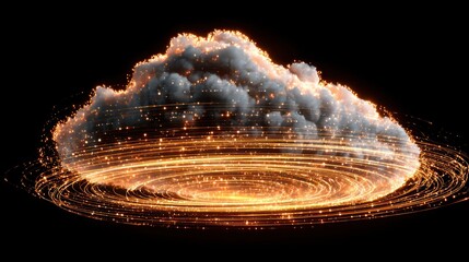 Abstract cloud with glowing rings