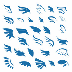 set of abstract icons with wings for logo decoration.
