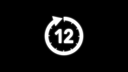 Open 24 hours number illustration. Clock icon timer number.