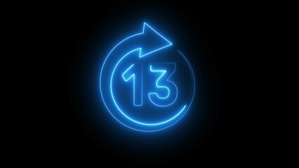Neon 13 hours illustration. Open 13 hours.