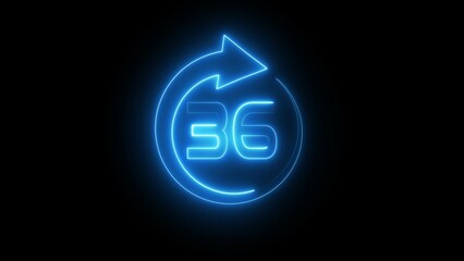Neon 36 hours illustration. Open 36 hours.