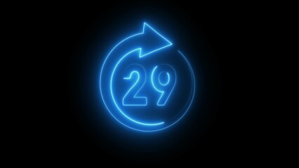Neon 29 hours illustration. Open 29 hours.