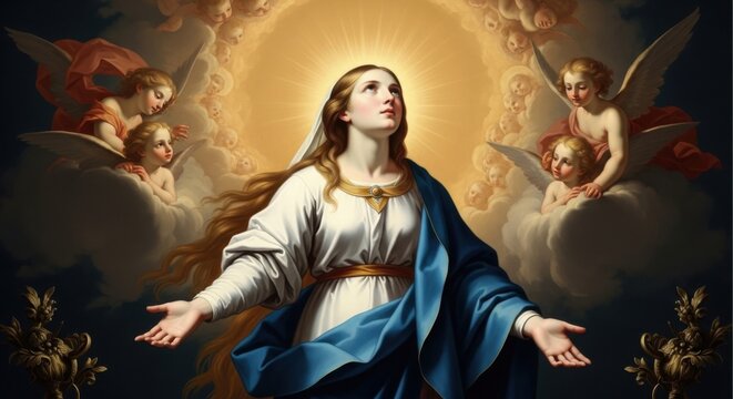 The Ascension of Mary Surrounded by Cherubs and Angels