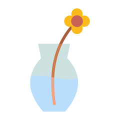 Flower Glass Vase Water Minimalist Plant Home Decor Illustration